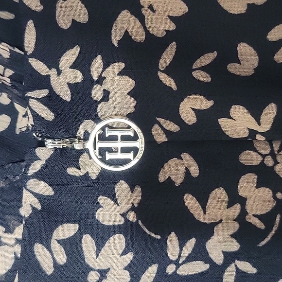 Tommy Hilfiger Black and Tan Romantin Whimsy Floral Chiffon Ruffle Dress - Picture 11 of 11